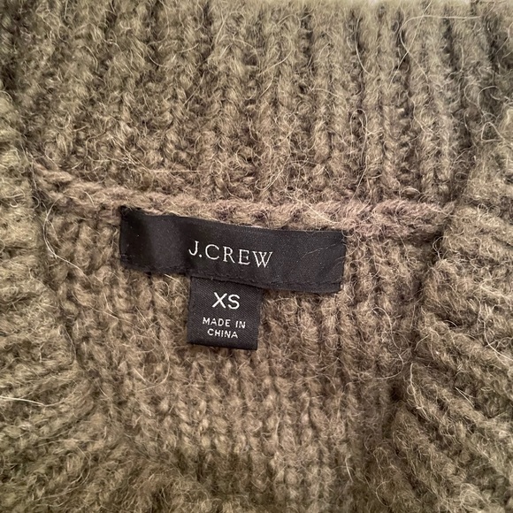 J. Crew Cable-knit pointelle sweater popcorn flowers in moss green - Picture 7 of 8